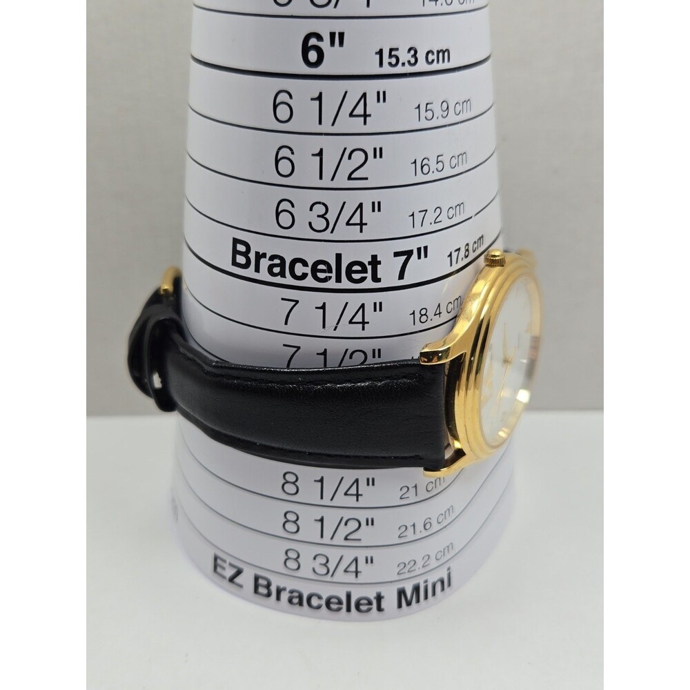 Vintage Kmart Logo Quartz Watch Y121 Gold Tone White Dial Black Band New Battery - Picture 7 of 12
